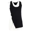Proenza Schouler Asymmetrical Knit Sleeveless Top Black And White Wool In Black