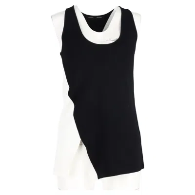 Proenza Schouler Asymmetrical Knit Sleeveless Top Black And White Wool