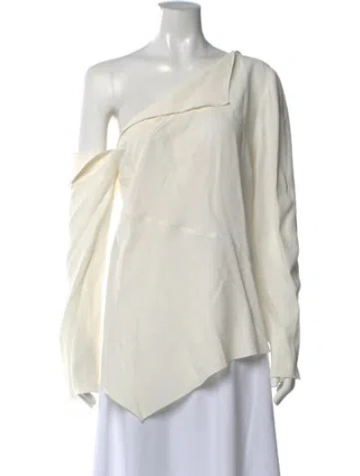 Pre-owned Proenza Schouler Asymmetrical Long Sleeve Top In White