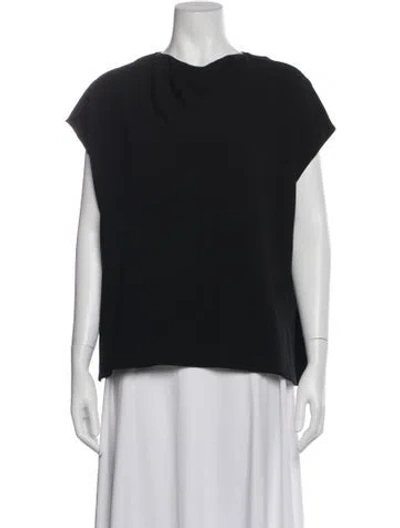 Pre-owned Proenza Schouler Asymmetrical Short Sleeve Top In Black