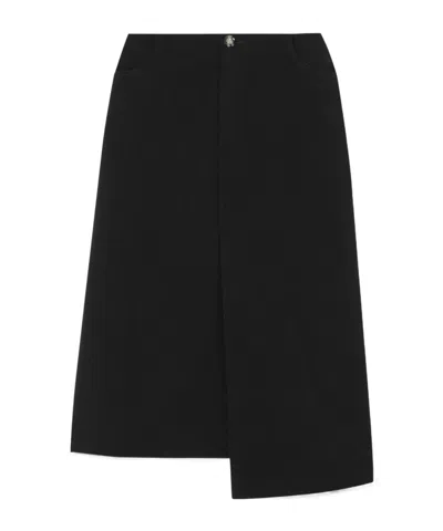 Proenza Schouler Asymmetrical Wool Midi Skirt In Black
