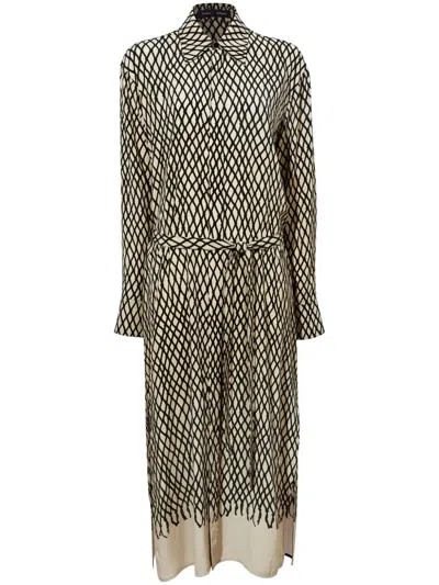 Proenza Schouler Bailey Diamond-print Midi Dress In Neutrals