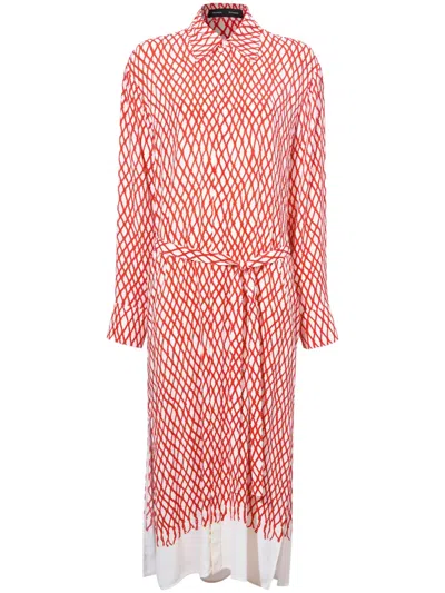 Proenza Schouler Bailey Abstract-print Midi Dress In Red