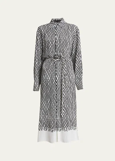 Proenza Schouler Bailey Printed Shirt Dress In Off White Multi