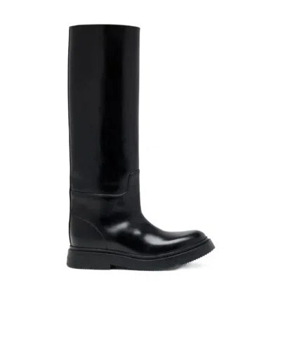 Proenza Schouler Bank Leather Boots In Black