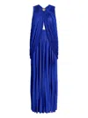 Proenza Schouler Bari Draped Gabardine Sleeveless Gown In Blue