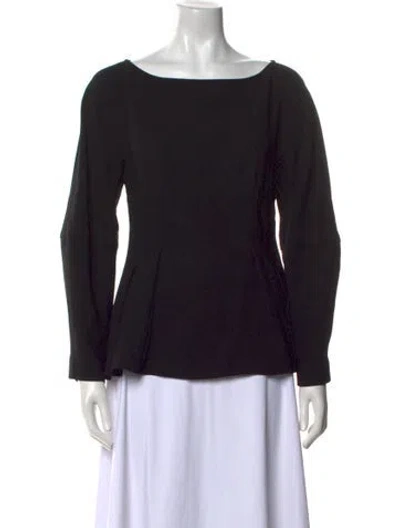 Pre-owned Proenza Schouler Bateau Neckline Long Sleeve Blouse In Black
