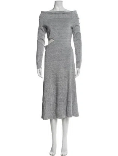 Pre-owned Proenza Schouler Bateau Neckline Midi Length Dress W/ Tags In Gray