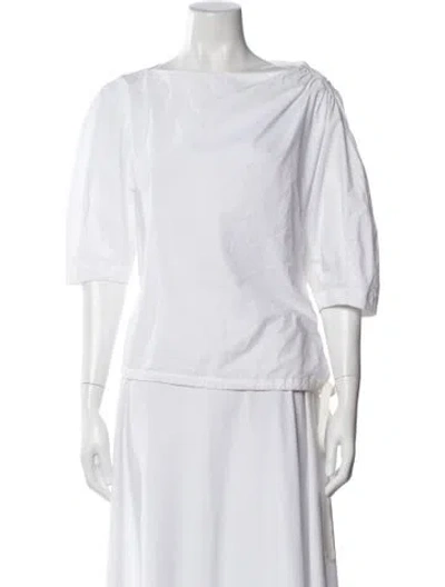 Pre-owned Proenza Schouler Bateau Neckline Three-quarter Sleeve Blouse In White