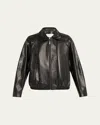 Proenza Schouler Beck Leather Bomber Jacket In Black