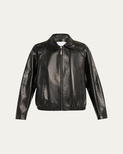 Proenza Schouler Beck Leather Bomber Jacket In Black