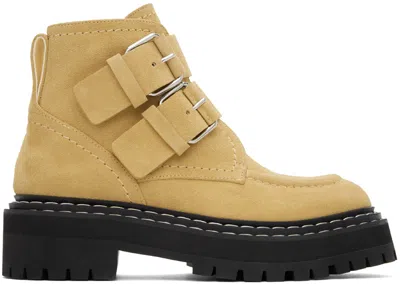 PROENZA SCHOULER BEIGE LUG SOLE BUCKLE BOOTS