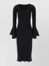 Proenza Schouler Ribbed-knit Silk-blend Midi Dress In Black