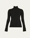 Proenza Schouler Belle Ribbed Silk Cashmere Turtleneck In Black