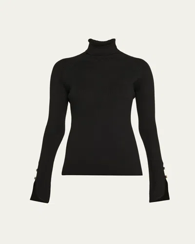 Proenza Schouler Belle Ribbed Silk Cashmere Turtleneck In Black