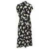 Proenza Schouler Belted Floral-print Georgette Midi Dress In Black Viscose In Black