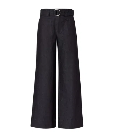 Proenza Schouler Belted Stretch-cotton Twill Wide-leg Pants In Black