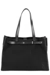 Proenza Schouler Buckled Leather-trimmed Embroidered Cotton-canvas Tote In Black