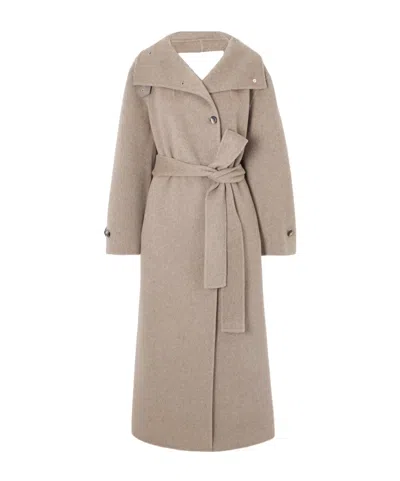 Proenza Schouler Belted Wool Coat In Neutral