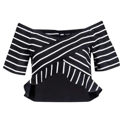 Pre-owned Proenza Schouler Black & White Off-shoulder Knit Top