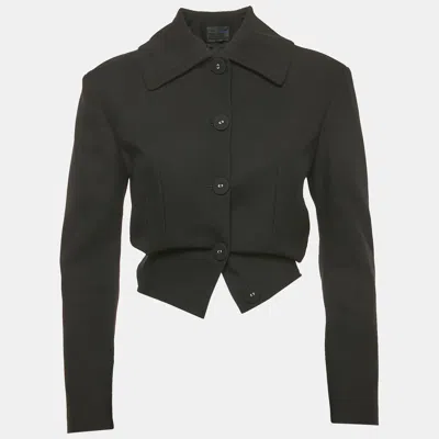 Pre-owned Proenza Schouler Black Gabardine Raw Hem Cropped Jacket S