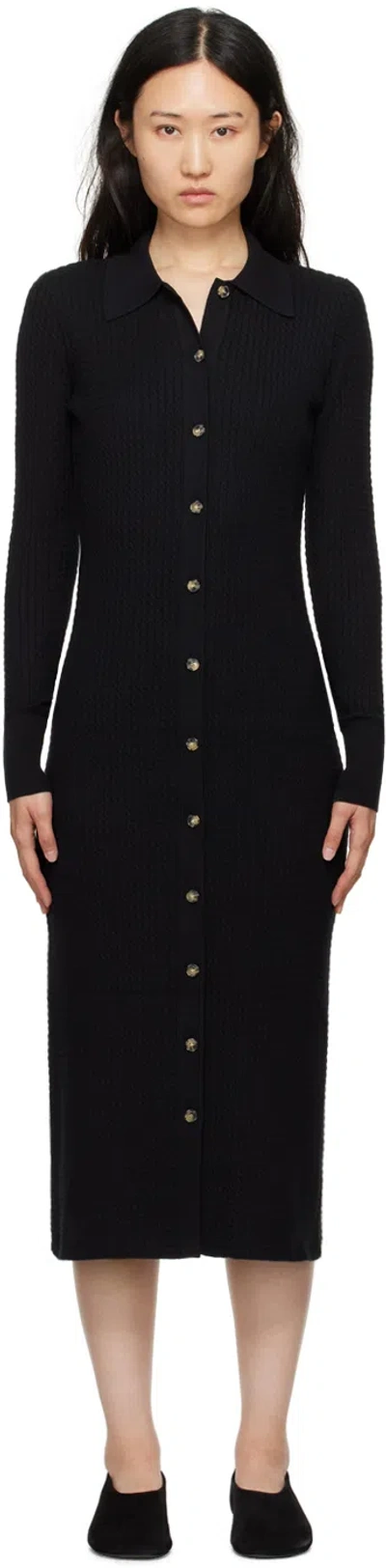 Proenza Schouler Phillips Cable-knit Cotton-blend Midi Shirt Dress In Black