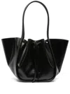 Proenza Schouler Black Ruched Large Leather Tote Bag In Black