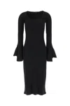 Proenza Schouler Ribbed-knit Silk-blend Midi Dress In 001