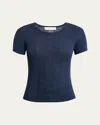 Shop Proenza Schouler Blaine Short-sleeve Merino Shirt In Navy Melange
