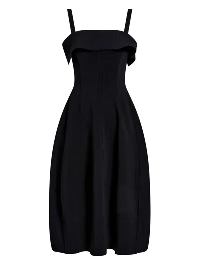 Proenza Schouler Blanca Ruffled Midi Dress In Brown