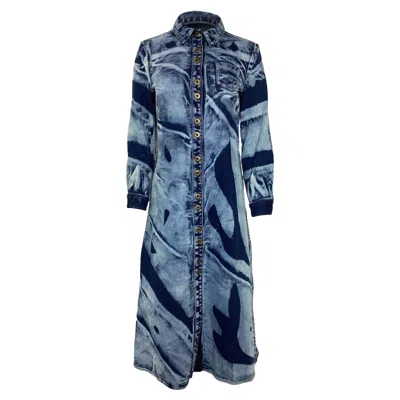 Proenza Schouler Bleached Midi Buttoned Shirt Dress In Blue Cotton Denim