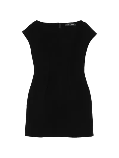 Proenza Schouler Boat-neck Cap-sleeve Mini Dress In Black