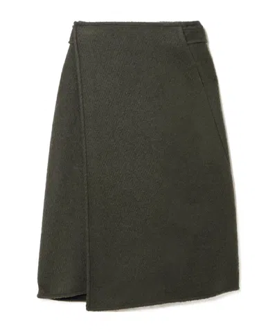 Proenza Schouler Bodhi Wool-blend Bouclé-twill Midi Wrap Skirt In Green