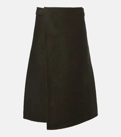 Proenza Schouler Bodhi Wool-blend Bouclé Twill Wrap Skirt In Brown