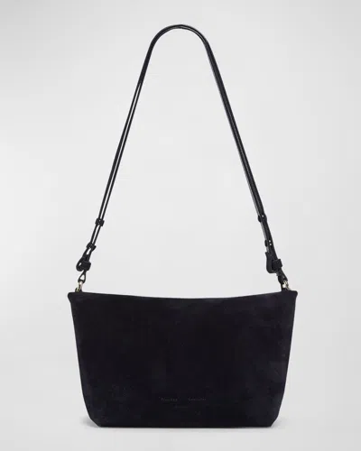 Proenza Schouler Bond Zip Suede Shoulder Bag In Deep Navy