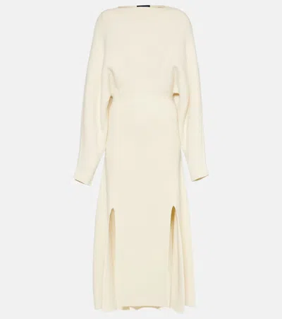 Proenza Schouler Slit-hem Ribbed Wool-blend Midi Dress In Ivory