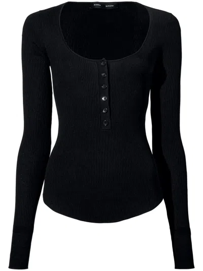 Proenza Schouler Boyd Henley Knit Top In Black