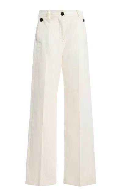 Proenza Schouler Brenda Cotton Straight-leg Pants In White