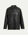 Proenza Schouler Brice Flap Pocket Grainy Leather Jacket In Black