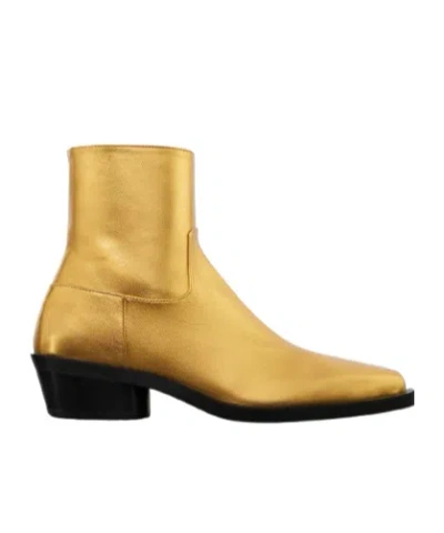 Proenza Schouler Bronco Metallic Leather Ankle Boots In Yellow