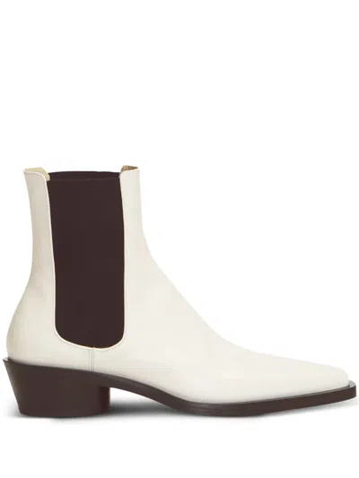 Proenza Schouler Bronco Leather Chelsea Boots In White