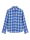 Proenza Schouler Bronwen Plaid Hammered Viscose Button-up Shirt In Blue