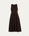 Proenza Schouler Bronwyn Wool Twill A-line Midi Dress In Brown