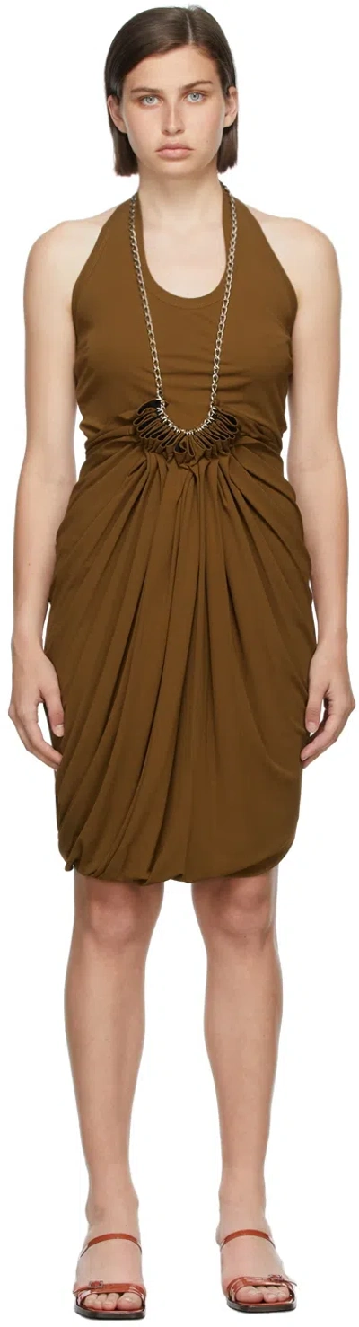Proenza Schouler Brown Draped Jersey Dress In Bark