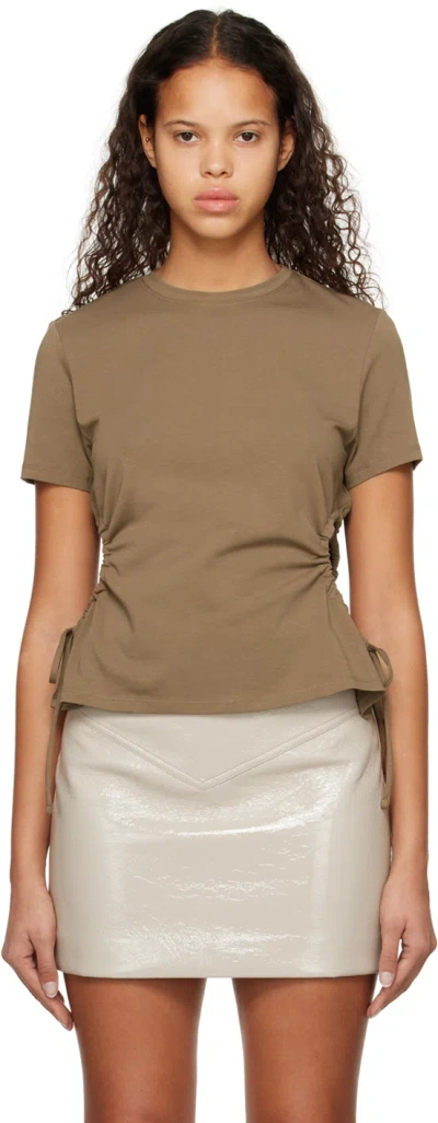 Proenza Schouler Brown  White Label Slit T-shirt In Coffee 217