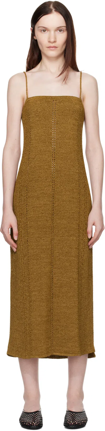 Proenza Schouler Brown Suki Minidress In Ochre