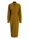 Proenza Schouler Button-down Cinched Shirt Midi Day Dress In Brown
