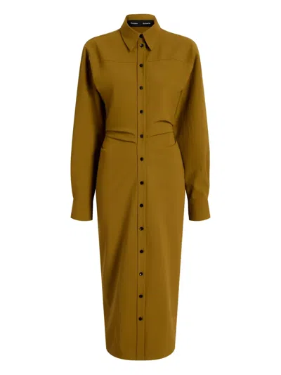 Proenza Schouler Button-down Cinched Shirt Midi Day Dress In Brown