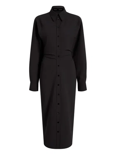 Proenza Schouler Buttoned-down Cinched Shirt Midi Day Dress In Black