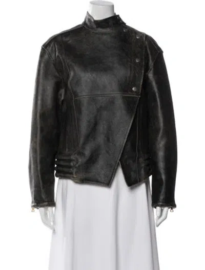 Pre-owned Proenza Schouler Calfskin Faux Fur Jacket In Black